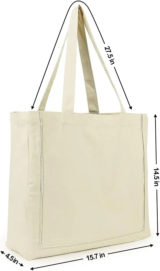 Azuca Reusable Grocery Shopping Cloth Bags (5 Pack) Super Strong Large 12oz 100% Cotton Fashionable embroidery Canvas Tote Bag, DIY Your Creative Designs