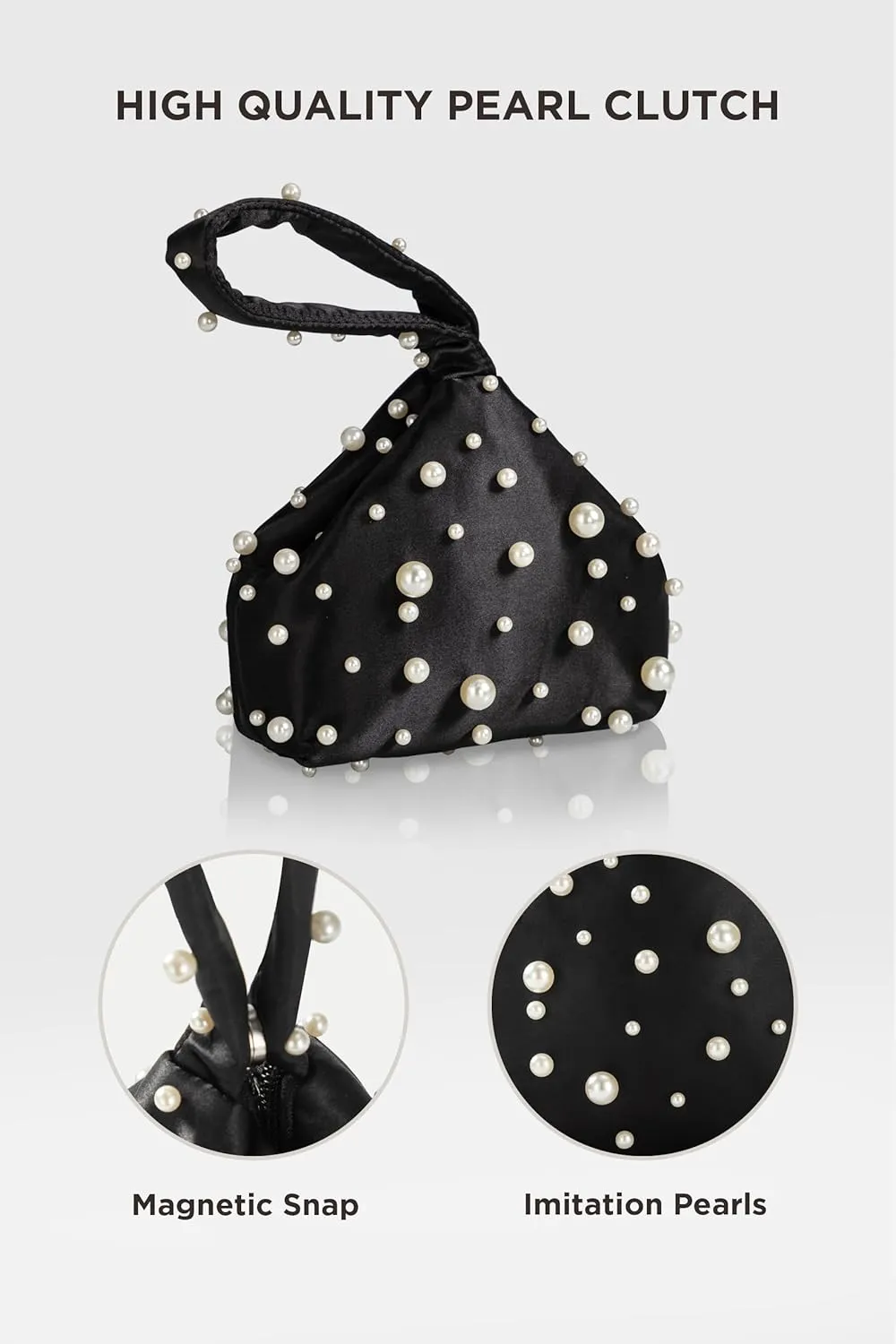 BABEYOND Clutch Purses for Women - Satin Evening Bag Triangle Purse Pearl Handbag for Wedding Prom Party