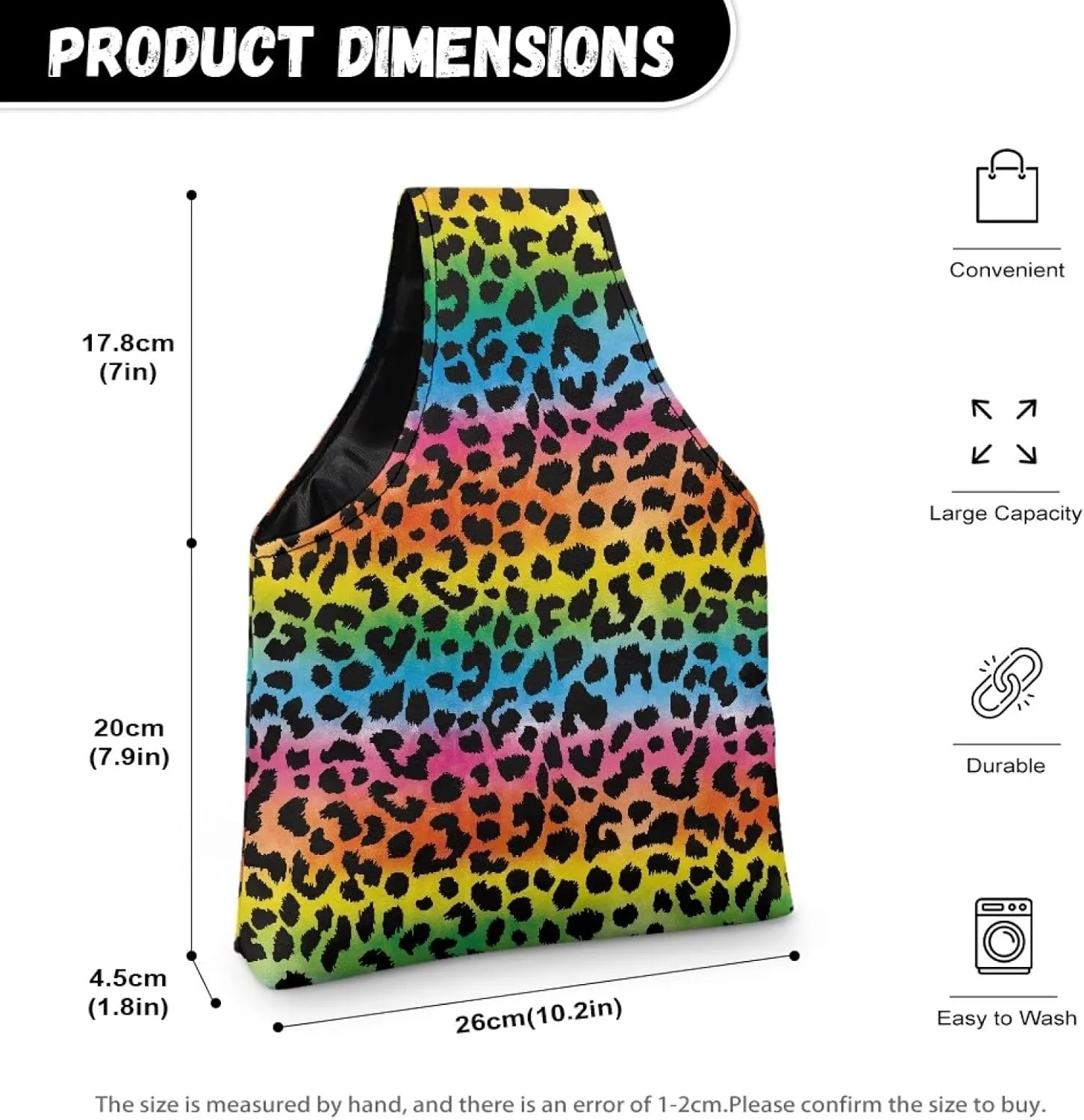 Babrukda Yarn Bag Small Crochet Bag Tote Yarn Storage Organizer Leopard Print Colorful Print Yarn Holder with Handles Knitting Bag Craft Kits Bag Embroidery Project Bag Needlework Tool Bag Handbag
