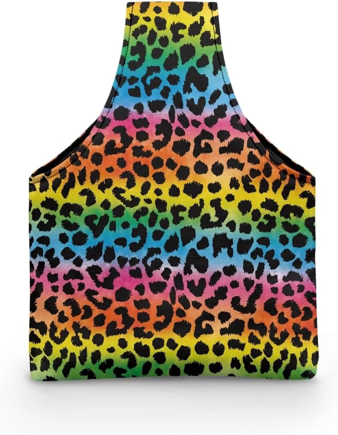 Babrukda Yarn Bag Small Crochet Bag Tote Yarn Storage Organizer Leopard Print Colorful Print Yarn Holder with Handles Knitting Bag Craft Kits Bag Embroidery Project Bag Needlework Tool Bag Handbag