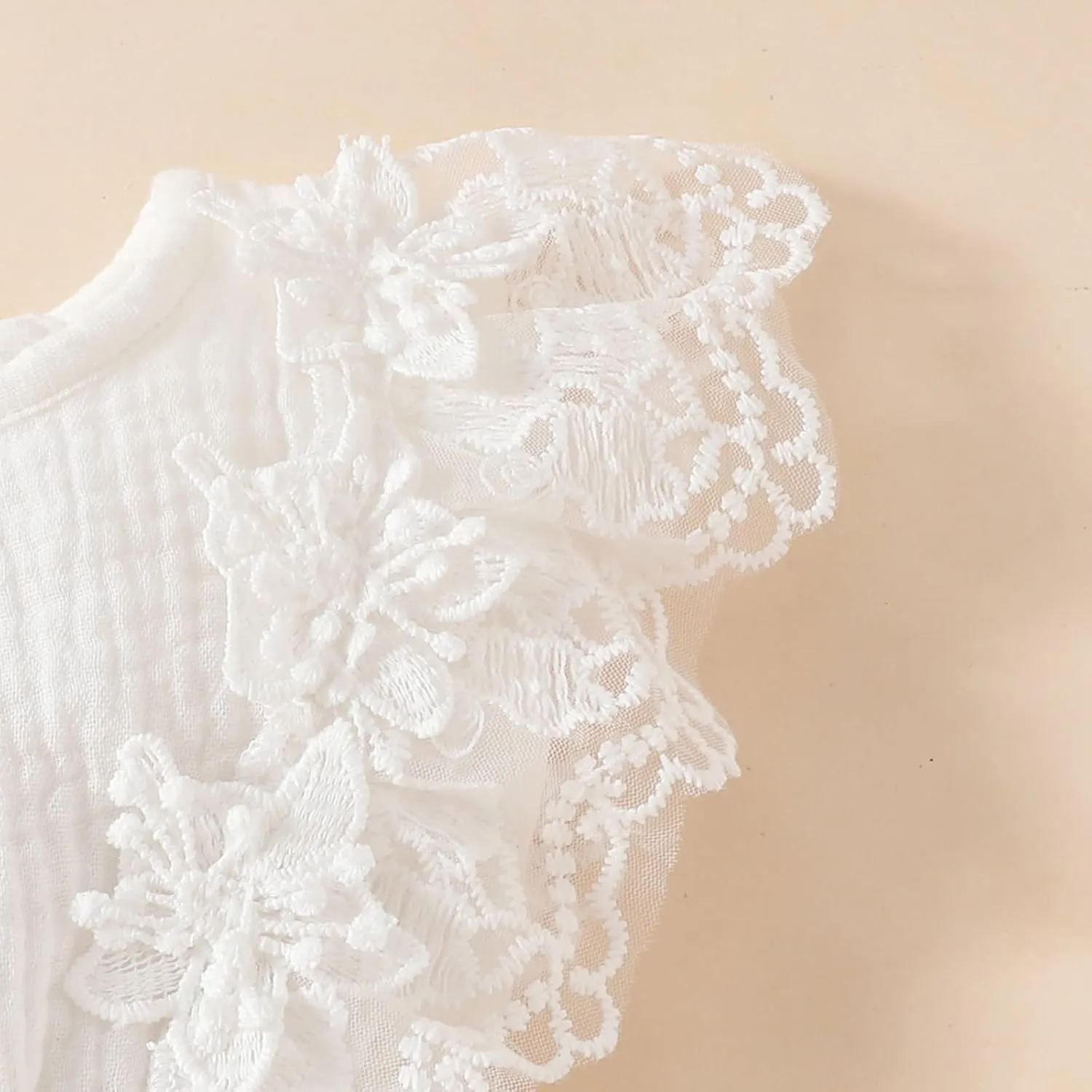 Baby Girl Dress Sleeveless Crew Neck Lace Flower Dresses Toddler Infant Wedding Church Outfit