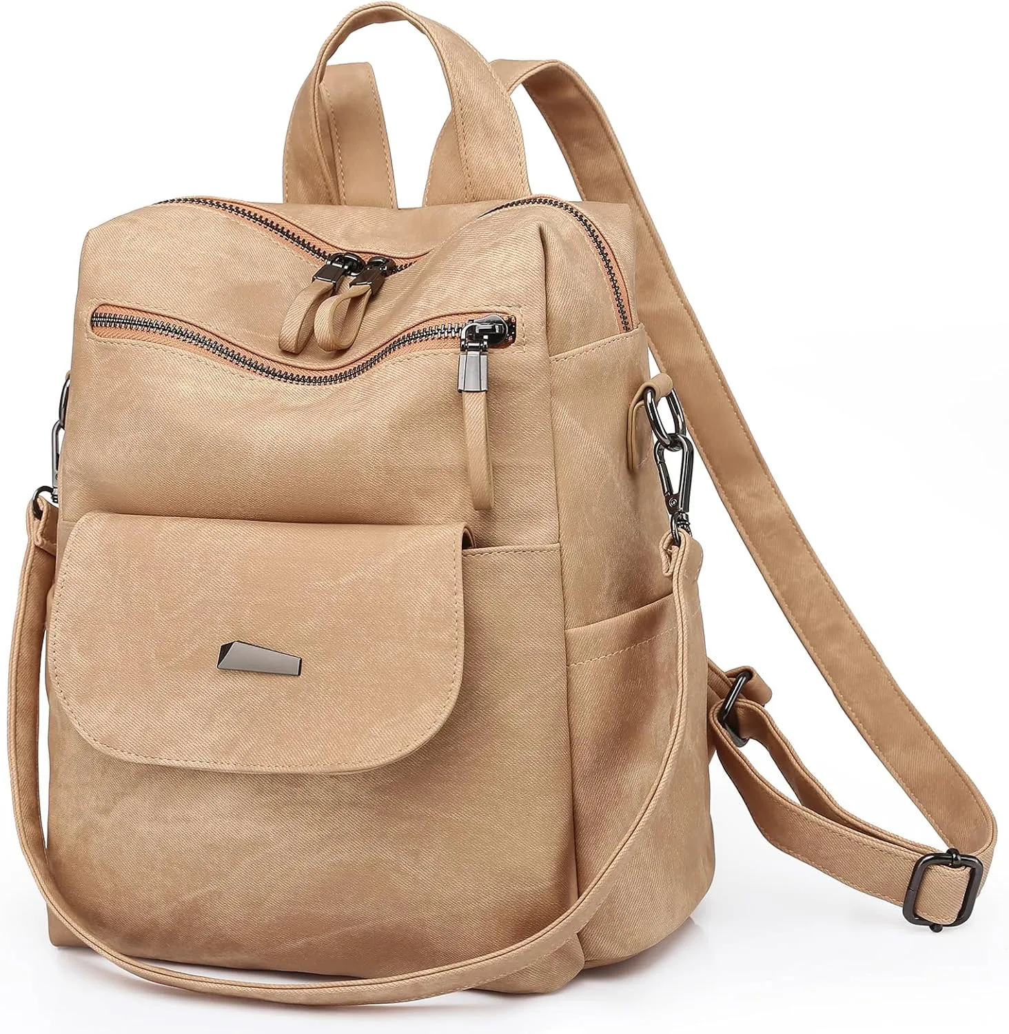 Backpack Purse for Women, Fashion Designer Daypack Convertible Shoulder Bag Casual Satchal for Travel, College, Work, Khaki