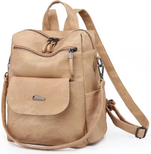 Backpack Purse for Women, Fashion Designer Daypack Convertible Shoulder Bag Casual Satchal for Travel, College, Work, Khaki
