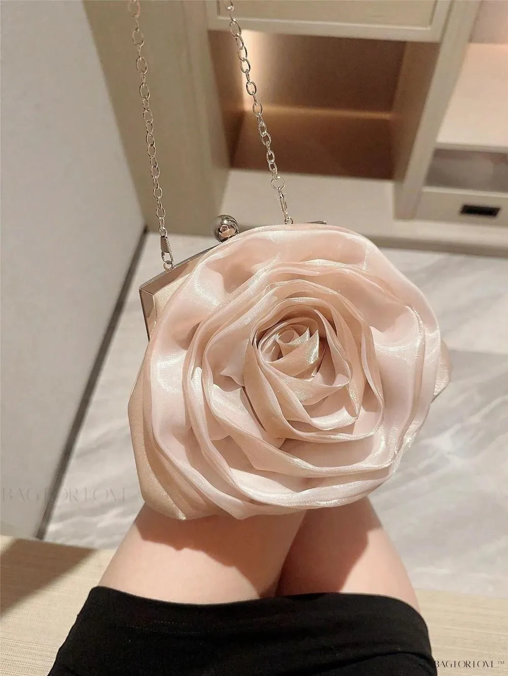 BagForLove - Elegant White Wedding Handbag with Chain and Faux Pearls