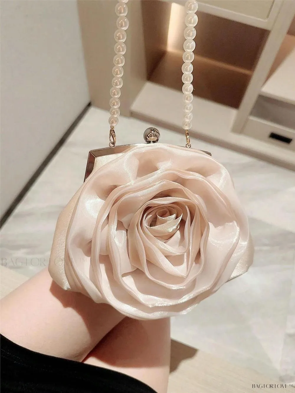 BagForLove - Elegant White Wedding Handbag with Chain and Faux Pearls