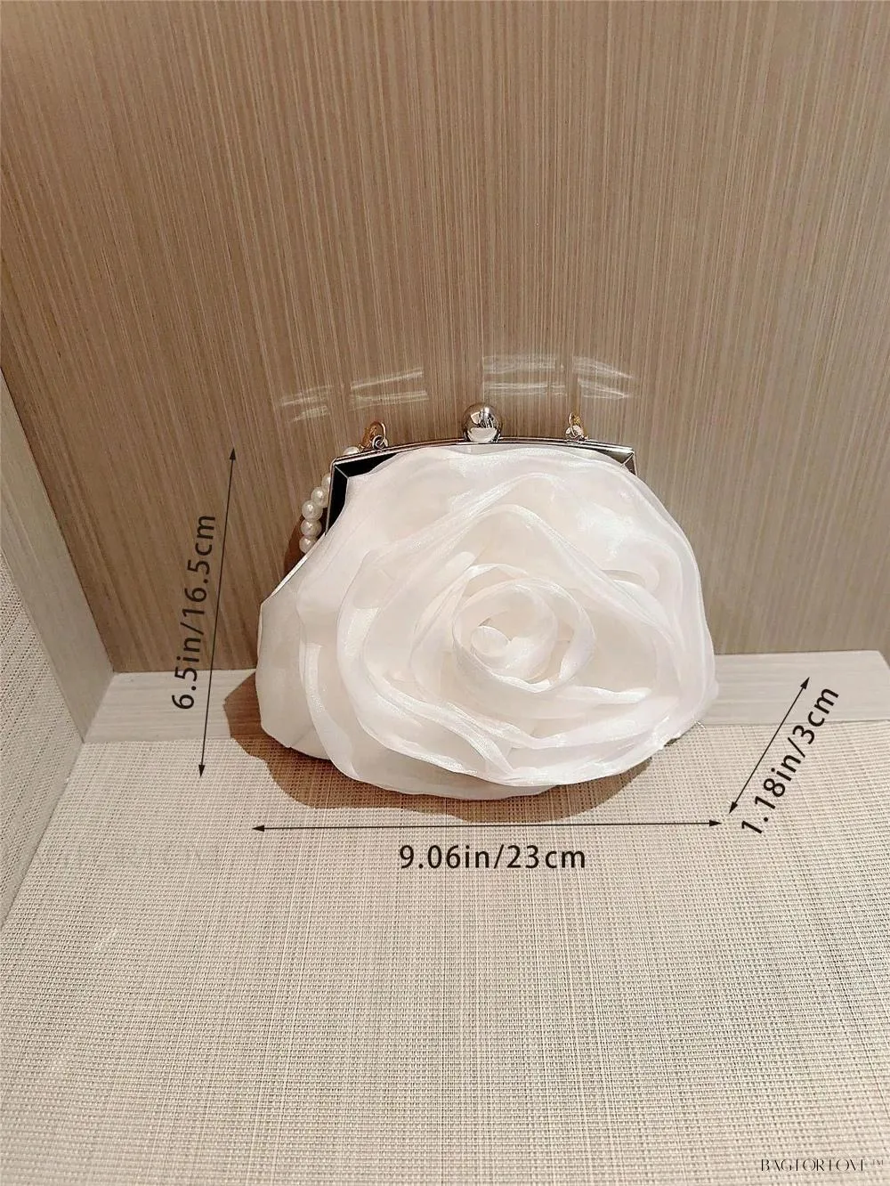 BagForLove - Elegant White Wedding Handbag with Chain and Faux Pearls