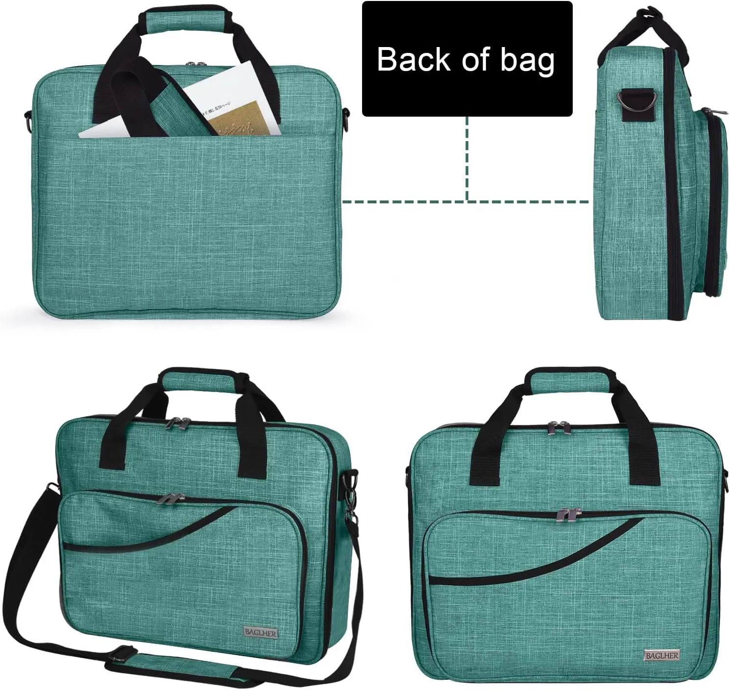 BAGLHER Cross Stitch & Embroidery Organizer Bag - Large Portable Project Storage with 3 Compartments, Travel Friendly Carrying Case for 11.2" Hoops, Threads, Supplies (Green)
