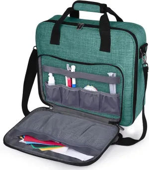 BAGLHER Cross Stitch & Embroidery Organizer Bag - Large Portable Project Storage with 3 Compartments, Travel Friendly Carrying Case for 11.2" Hoops, Threads, Supplies (Green)
