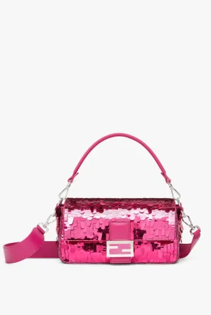 Baguette Fuchsia sequinned bag