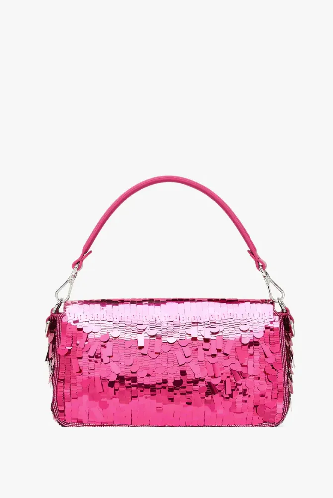 Baguette Fuchsia sequinned bag