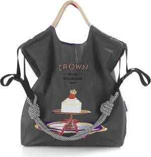 Ball&Chain Cake Pattern Embroidery Nylon Bag with Pulling Rope Pocket Personalized Tote Bags for Mom Teacher Friend