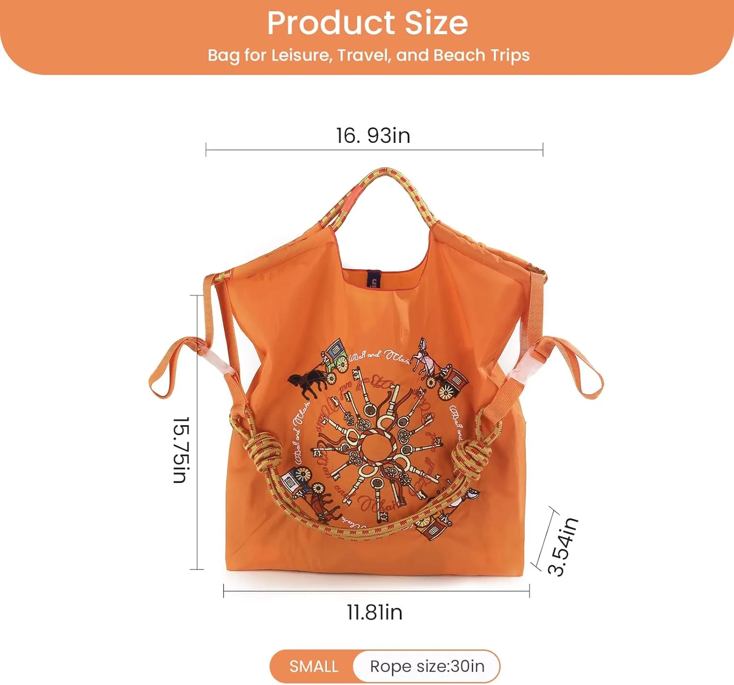 Ball&Chain Carriage Pattern Embroidery Nylon Tote Bag for Women, Travel Shoulder Bag Top Handle HandBags for Work, Travel