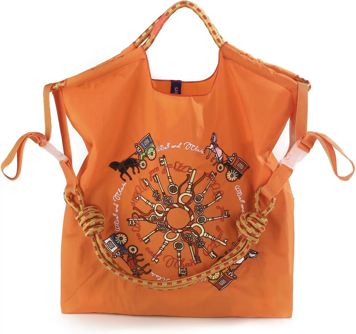 Ball&Chain Carriage Pattern Embroidery Nylon Tote Bag for Women, Travel Shoulder Bag Top Handle HandBags for Work, Travel