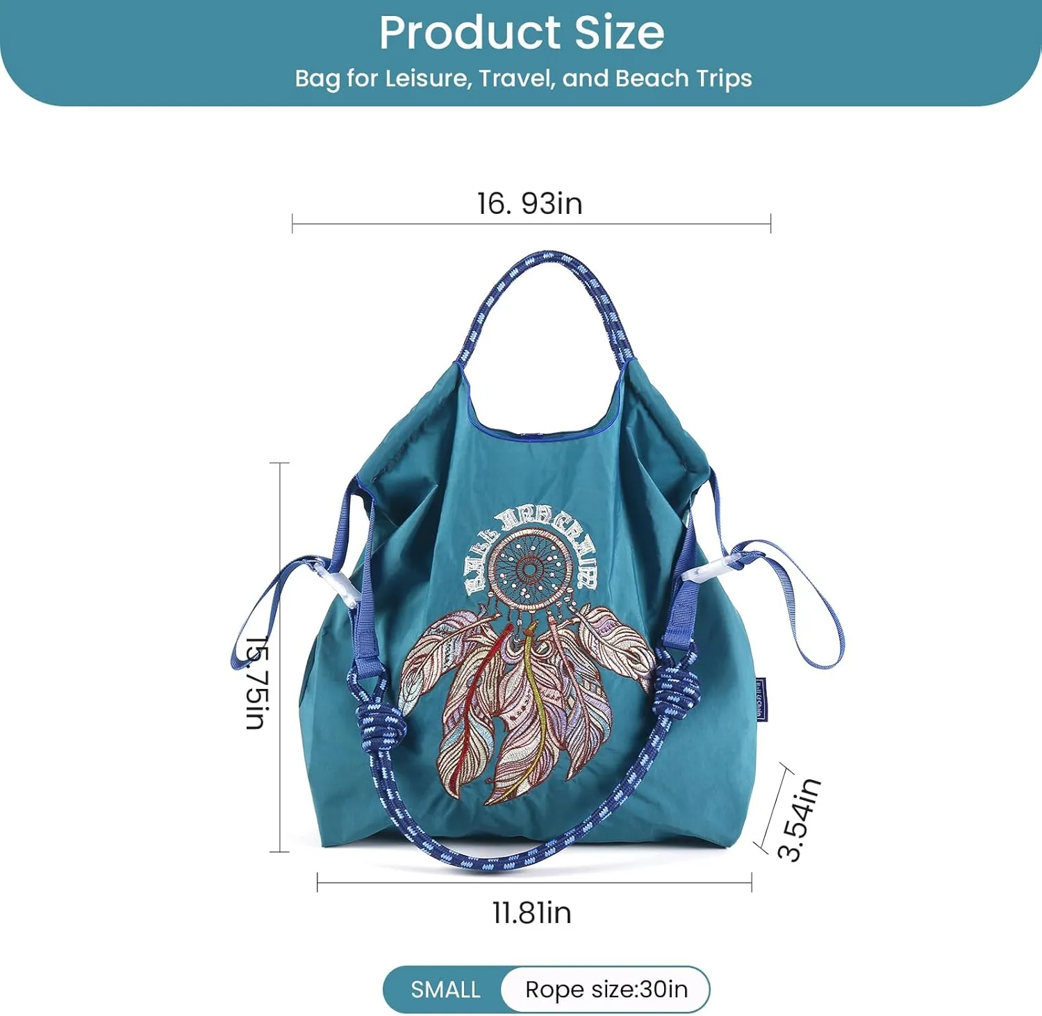 Ball&Chain Embroidery Initial Nylon Tote Bag,Personalized Present Suitable for Travel,Beach,is a Great Gift Women, Mom