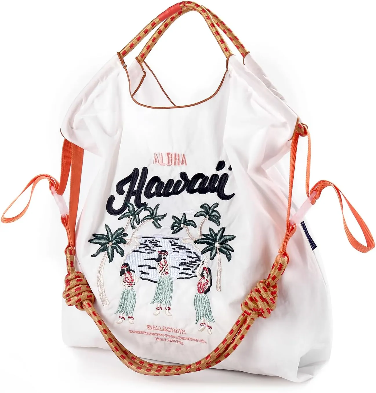 Ball&Chain The Embroidery Ultimate Nylon Tote Bag for Women - Perfect for Live Shopping, Travel, Birthdays, and Beach.