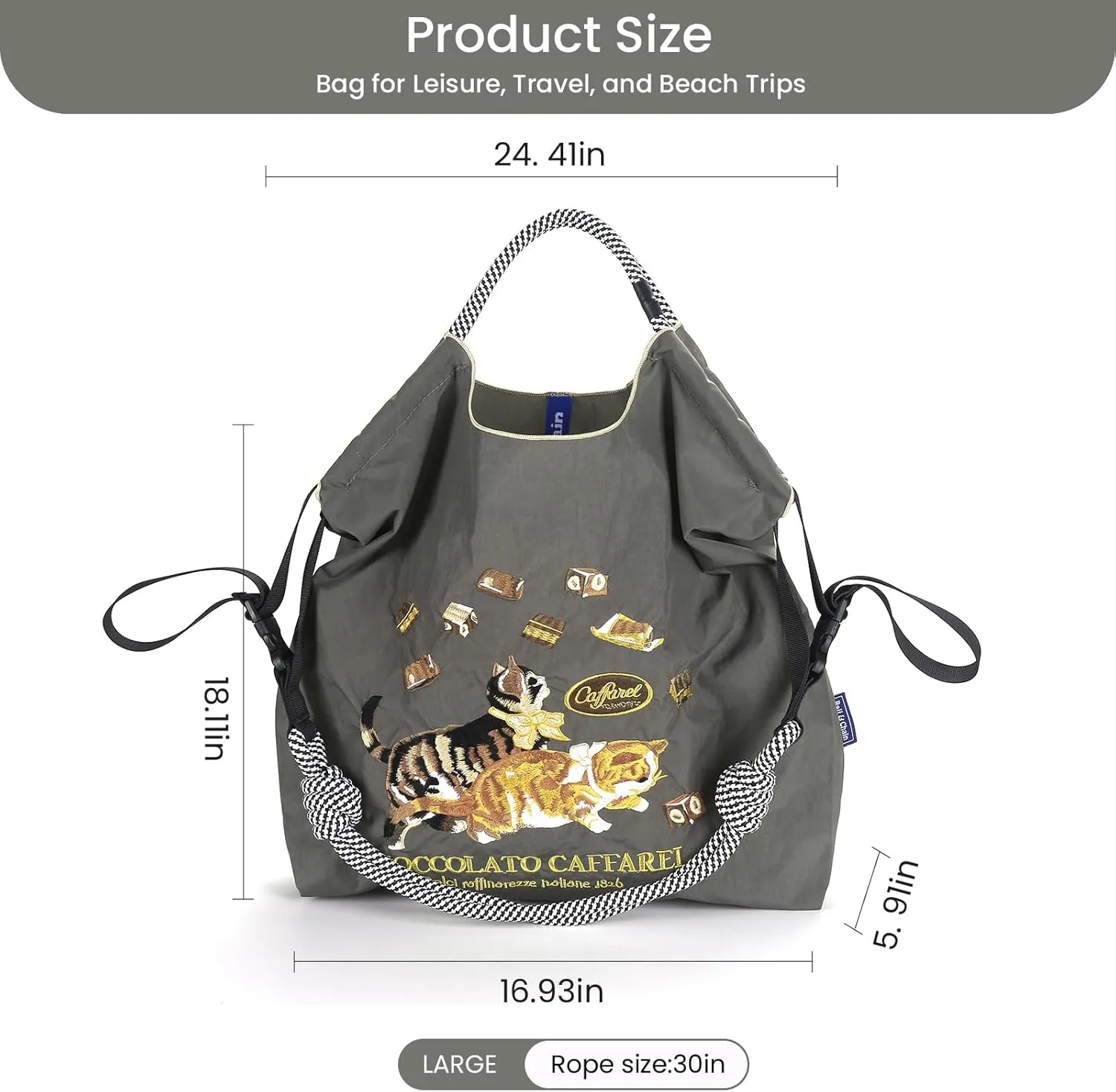 Ball&Chain Women Embroidery Shoulder Handbag Nylon Pockets Bag Ladies Crossbody Purse Fashion Tote Handle Satchel,15x16 in