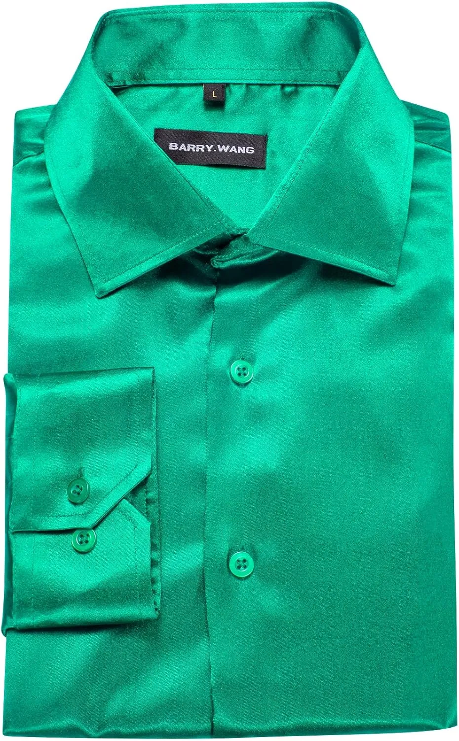 Barry.Wang Mens Stretch Dress Shirts Solid Long Sleeve Button Down Shirts Formal Casual Business Prom Party Wedding