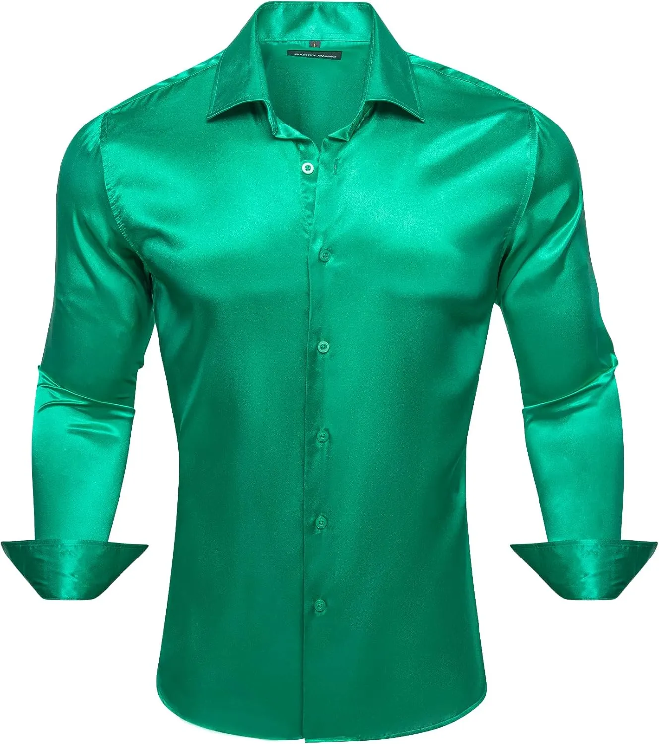 Barry.Wang Mens Stretch Dress Shirts Solid Long Sleeve Button Down Shirts Formal Casual Business Prom Party Wedding