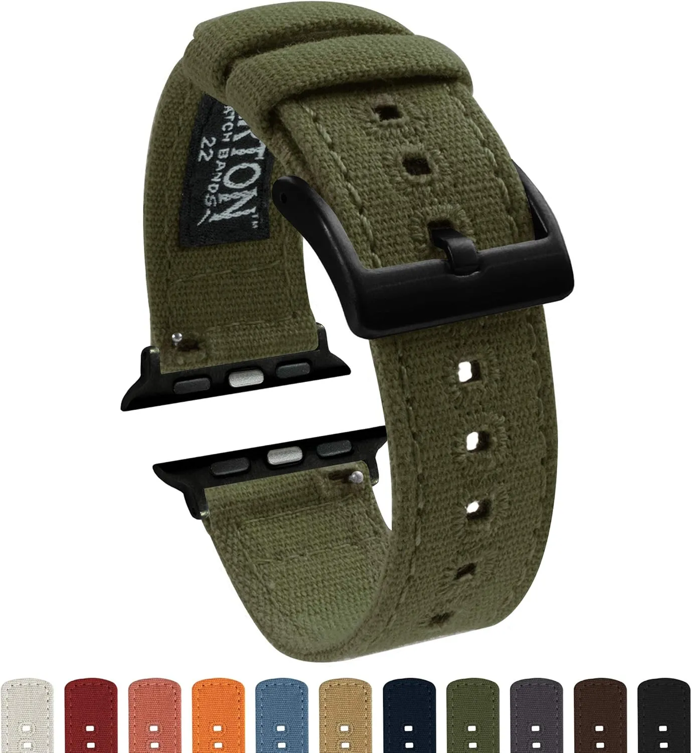 BARTON WATCH BANDS - Canvas Watch Bands Compatible with Apple Watch Models - 1, 2, 3, 4, 5, 6, 7, 8, 9, 10, SE, Ultra & Ultra 2