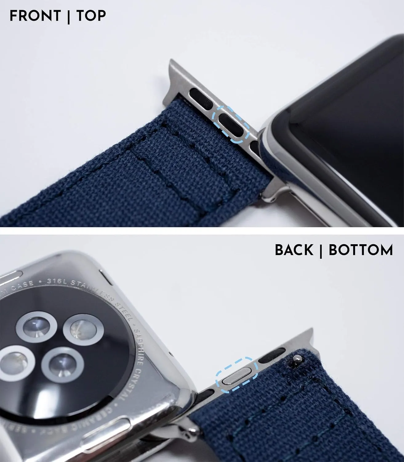 BARTON WATCH BANDS - Canvas Watch Bands Compatible with Apple Watch Models - 1, 2, 3, 4, 5, 6, 7, 8, 9, 10, SE, Ultra & Ultra 2