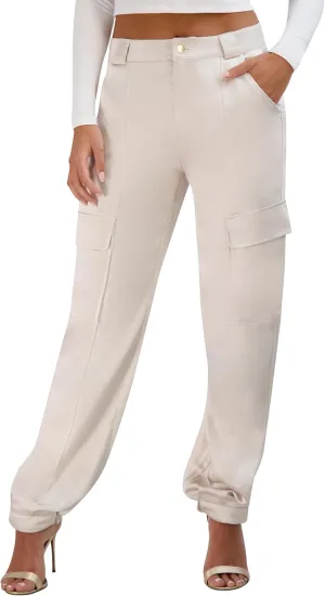 BCBGeneration Women's Pocket Lining Satin Cargo Pants
