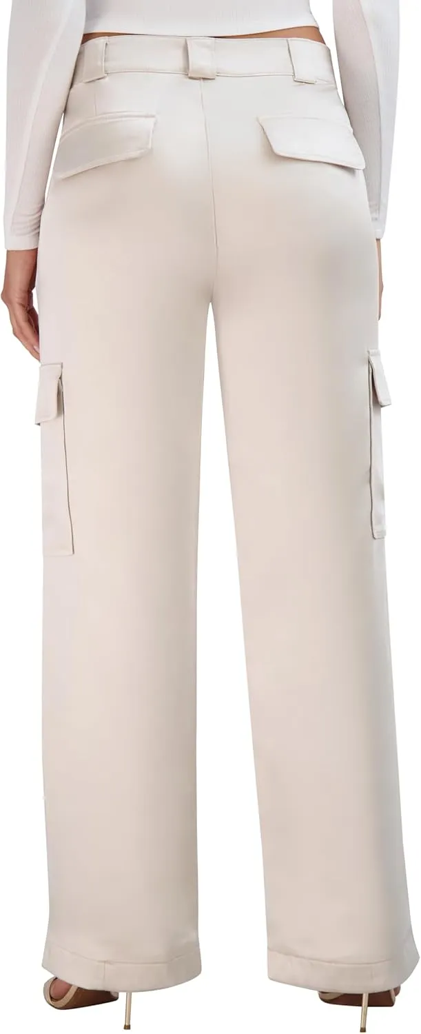 BCBGeneration Women's Pocket Lining Satin Cargo Pants