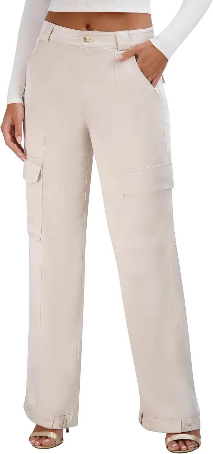 BCBGeneration Women's Pocket Lining Satin Cargo Pants
