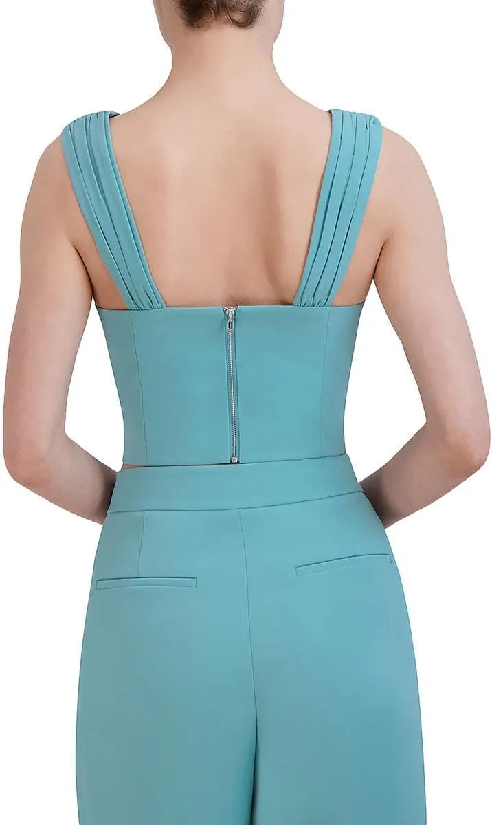 BCBGMAXAZRIA Women's Sweetheart Neck Sleeveless Shirred Strap Crop Top