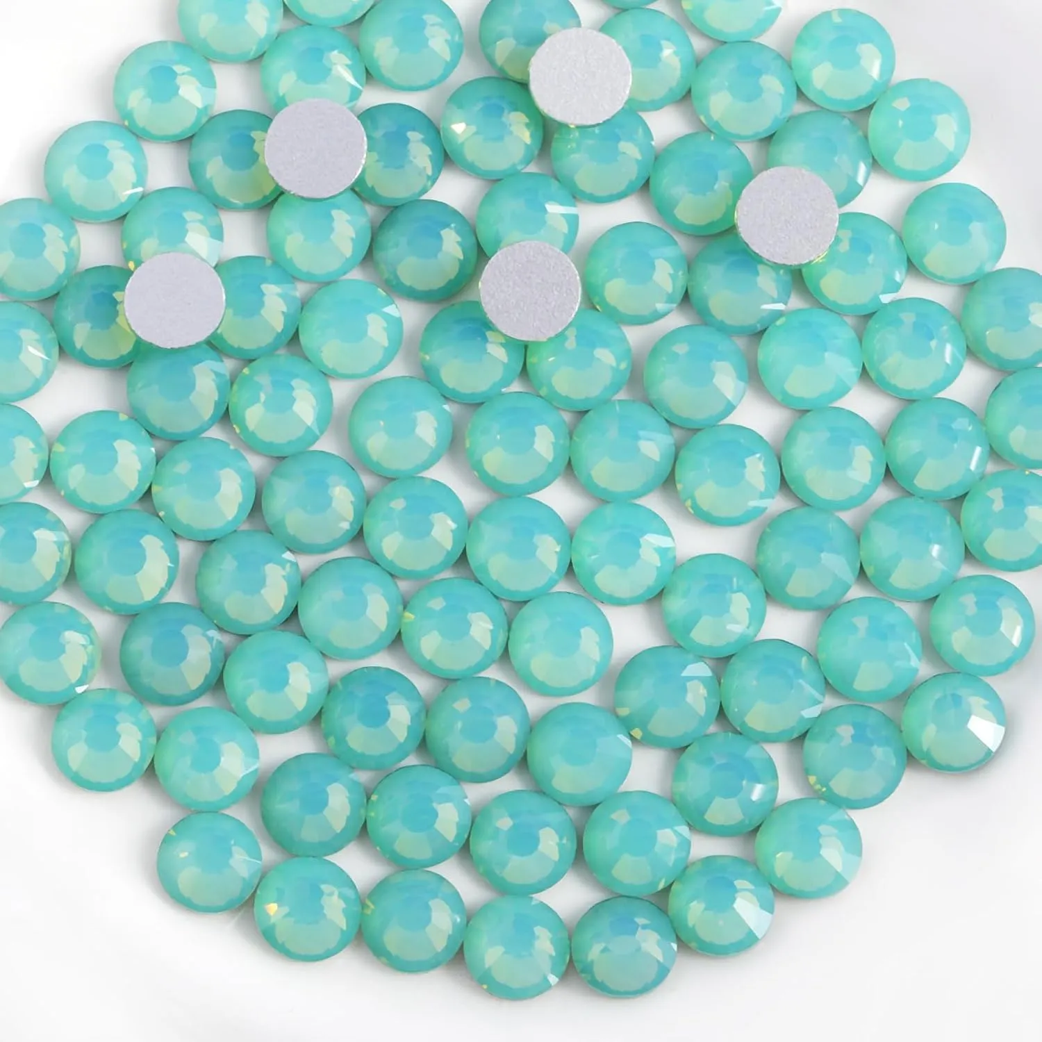 Beadsland 1440pcs Flat Back Crystal Rhinestones Round Gems for Nail Art and Craft Glue Fix, Pacific Opal, SS16, 3.8-4.0mm