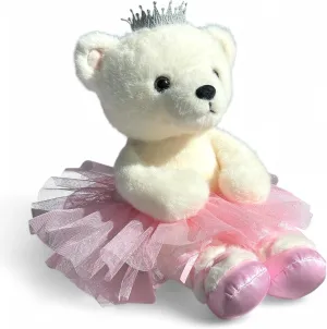 Bearinna Ballerina Bear 14 in Soft Plush Stuffed White Bear Ballerina Doll in Pink Tutu - Plush Toys for Girls