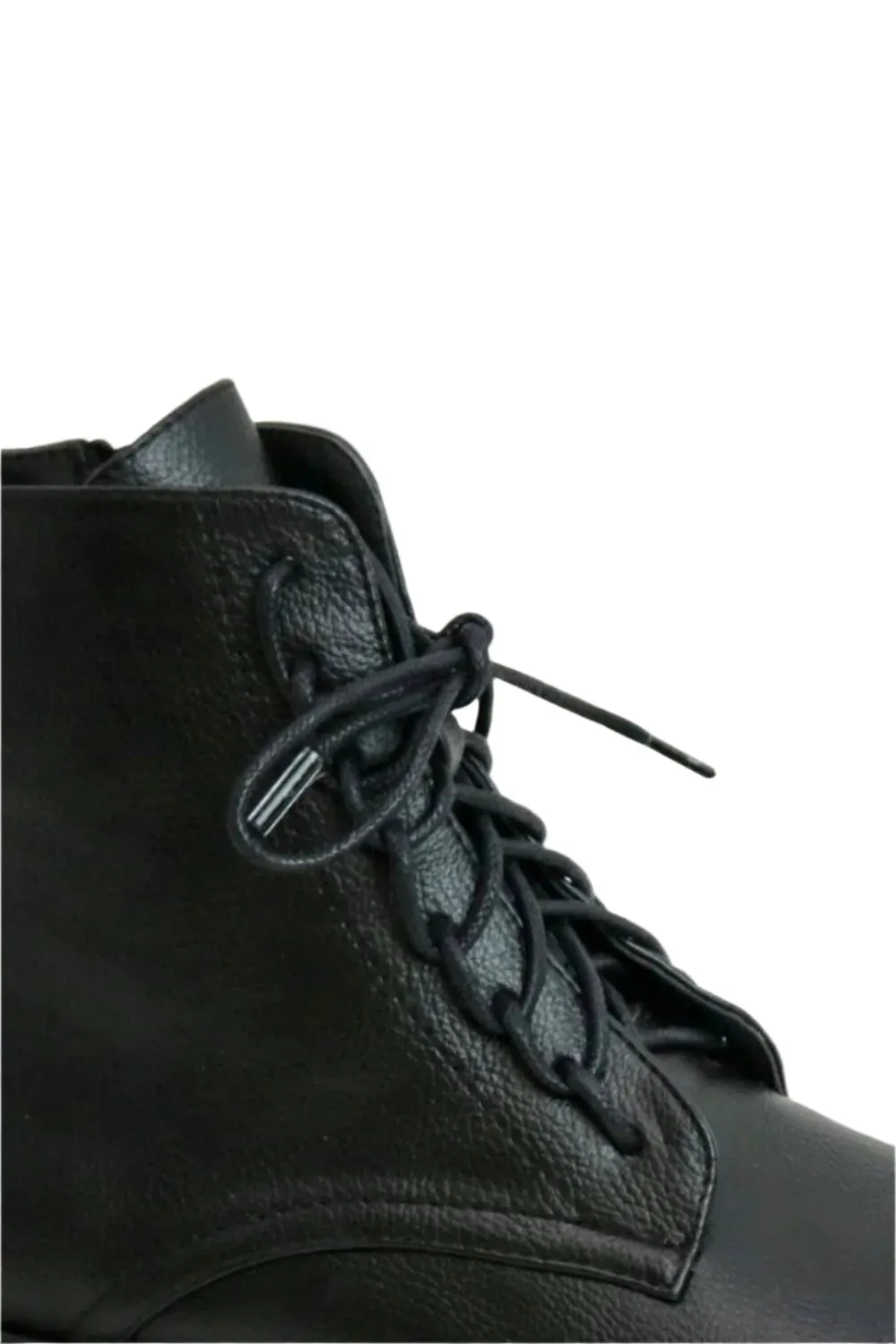 Beast Fashion Faux Leather Lace-Up Boots with Side Zipper