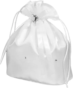 Beaupretty White Bridal Bridesmaid Satin Flower Decorated Dolly Bag Handbag Wedding Bag Pouch Lovely Gift