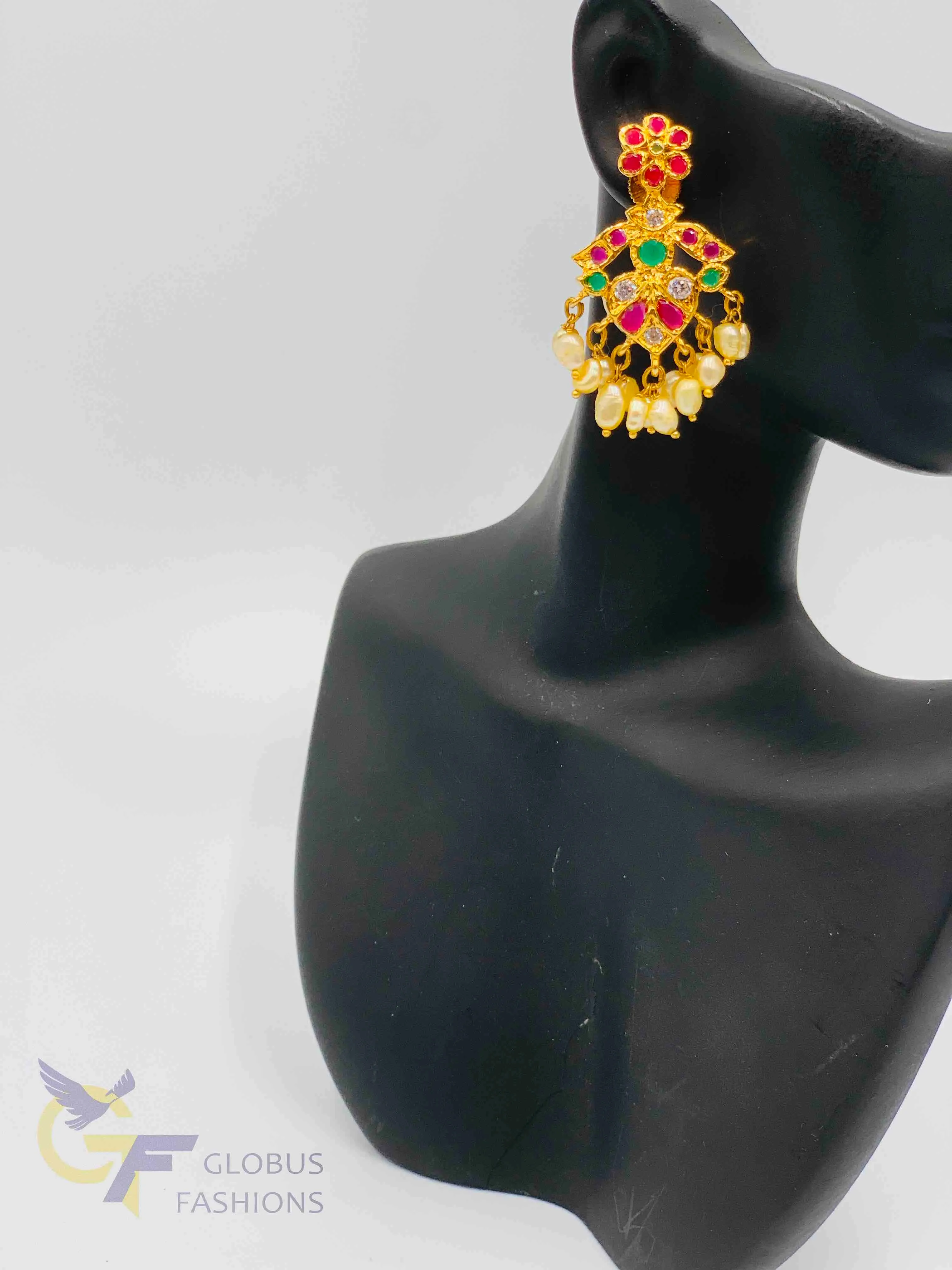 Beautiful multicolor stones and pearls with black thread