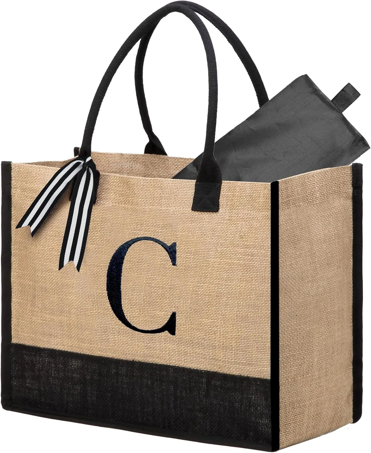 BeeGreen Birthday Gifts For Women 13oz Canvas Tote Bag with Pocket Initial Gifts For Sister Mom Friends Teacher