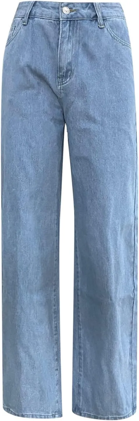 Bell Bottom Jeans for Women Mid Rise Baggy Jeans Stretch Bootcut Denim Pants Fashion Raw Hem Trouser Jeans