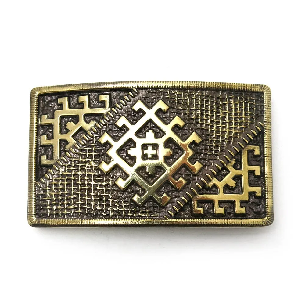 Belt buckle Ancient Scandinavian Slavic Solar symbol, Ancient Pagan rectangular sun solid brass belt buckle for men and woman