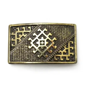 Belt buckle Ancient Scandinavian Slavic Solar symbol, Ancient Pagan rectangular sun solid brass belt buckle for men and woman