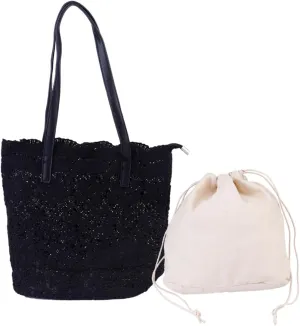 BESPORTBLE Elegant Lace Shoulder Bag Match Embroidery Handbag for Women Purse Chain Strap