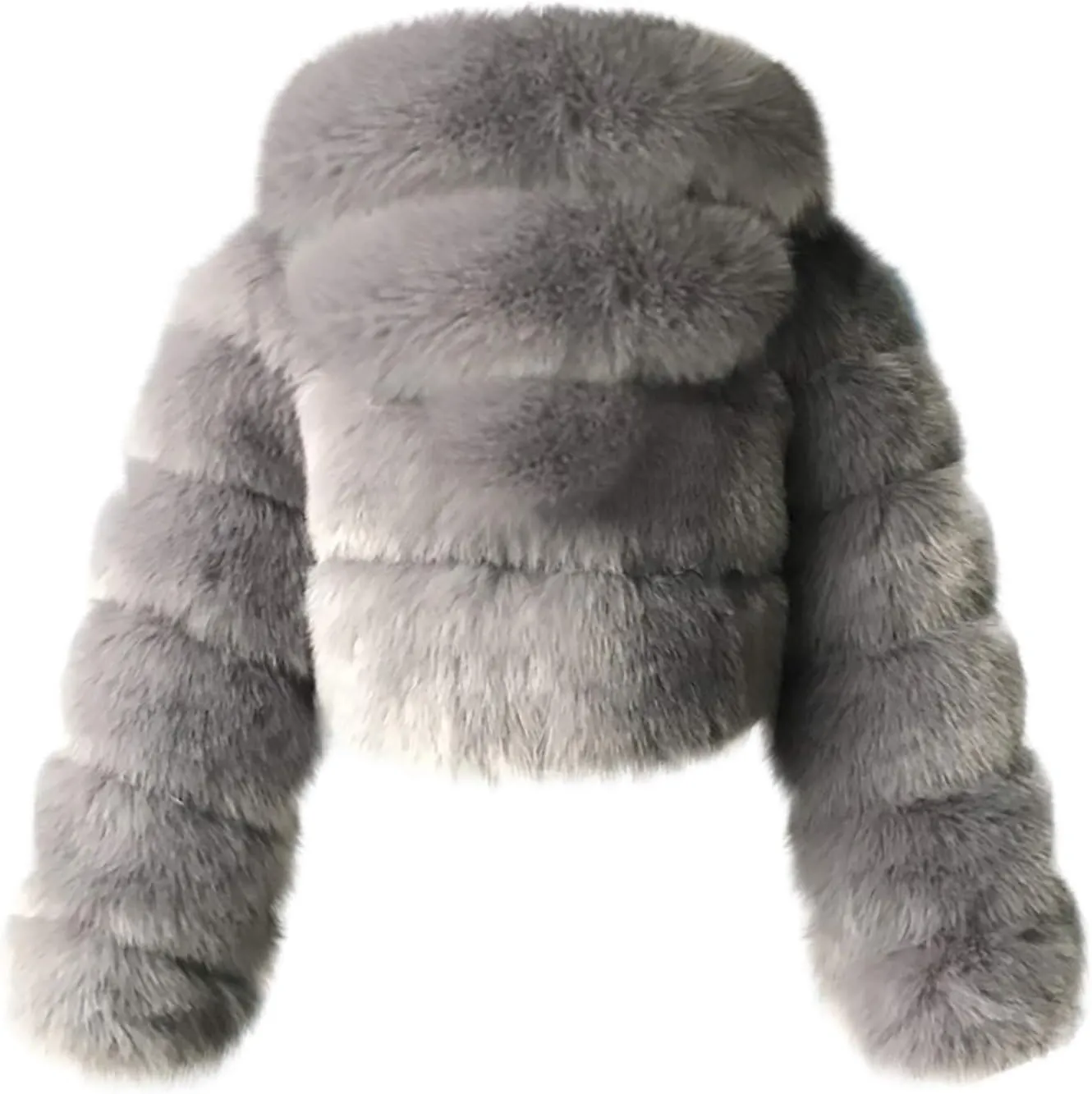 Bidobibo Faux Fur Coat Women with Hood Cropped Bubble Coats Fleece Short Warm Jackets Plus Size Winter Coats for Women