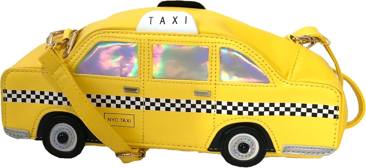 Big Apple Kitsch NYC Faux Leather Taxi Crossbody, Yellow Cab
