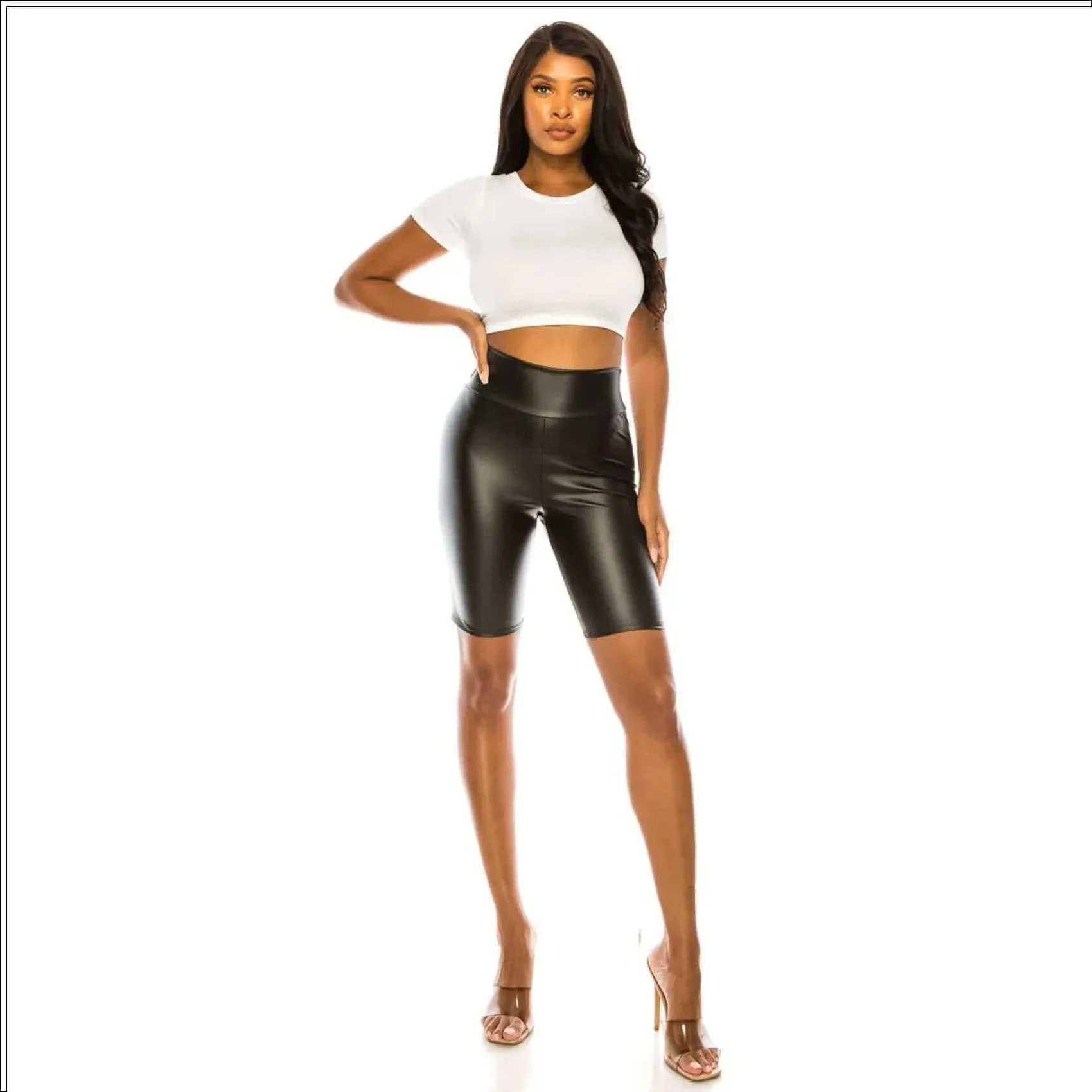 Black Faux Leather Shorts- High Waisted