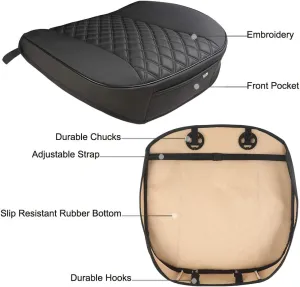Black Panther PU Car Seat Cover, Front Seat Protector Compatible with 90% Vehicles,Embroidery,Anti-Slip & Full Wrapping Bottom (W 21.26ׄ 20.87 Inch)(1Piece,Black)