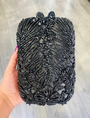 🖤Black Rhinestone & Satin Evening Clutch🖤