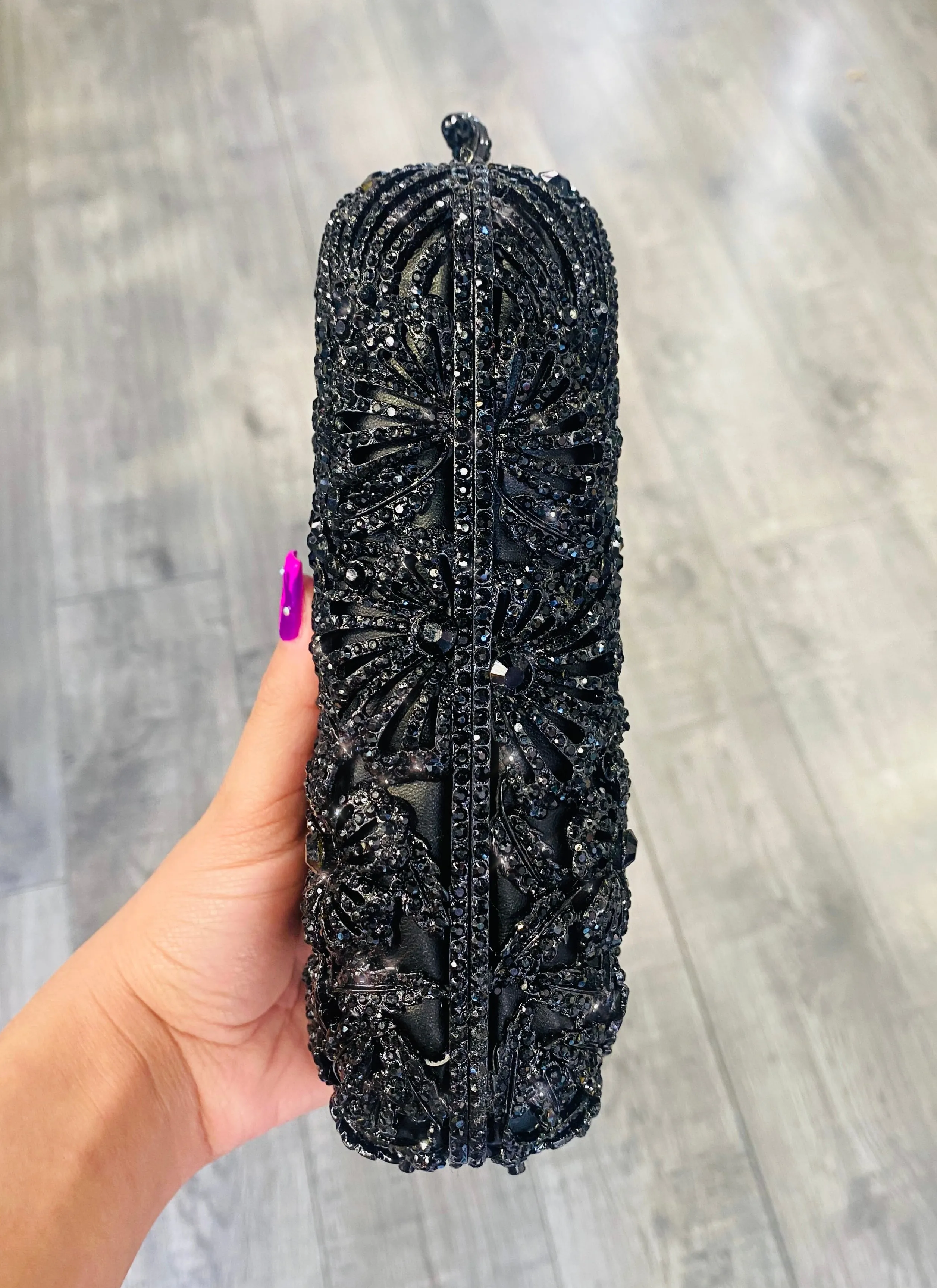🖤Black Rhinestone & Satin Evening Clutch🖤