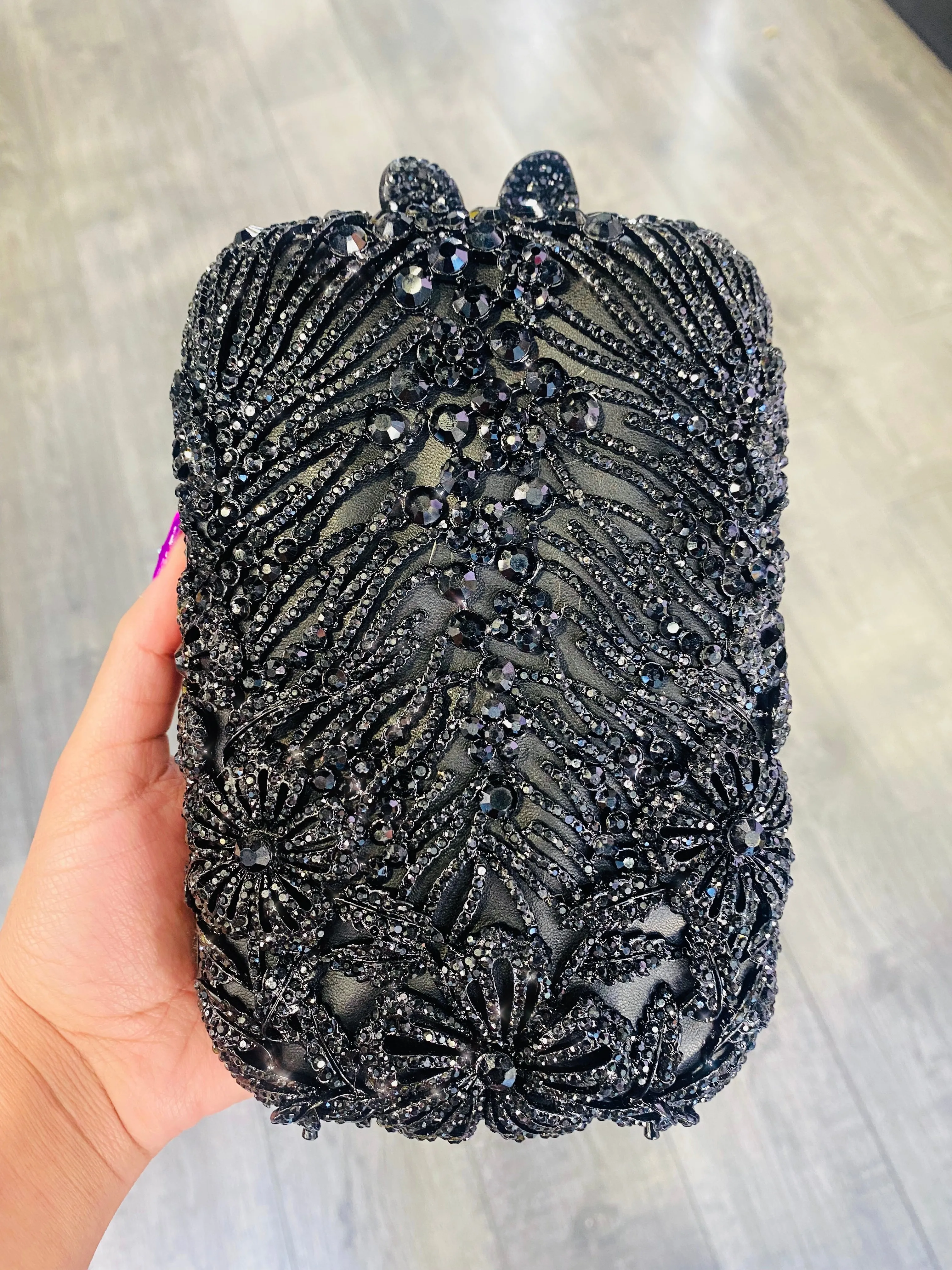🖤Black Rhinestone & Satin Evening Clutch🖤