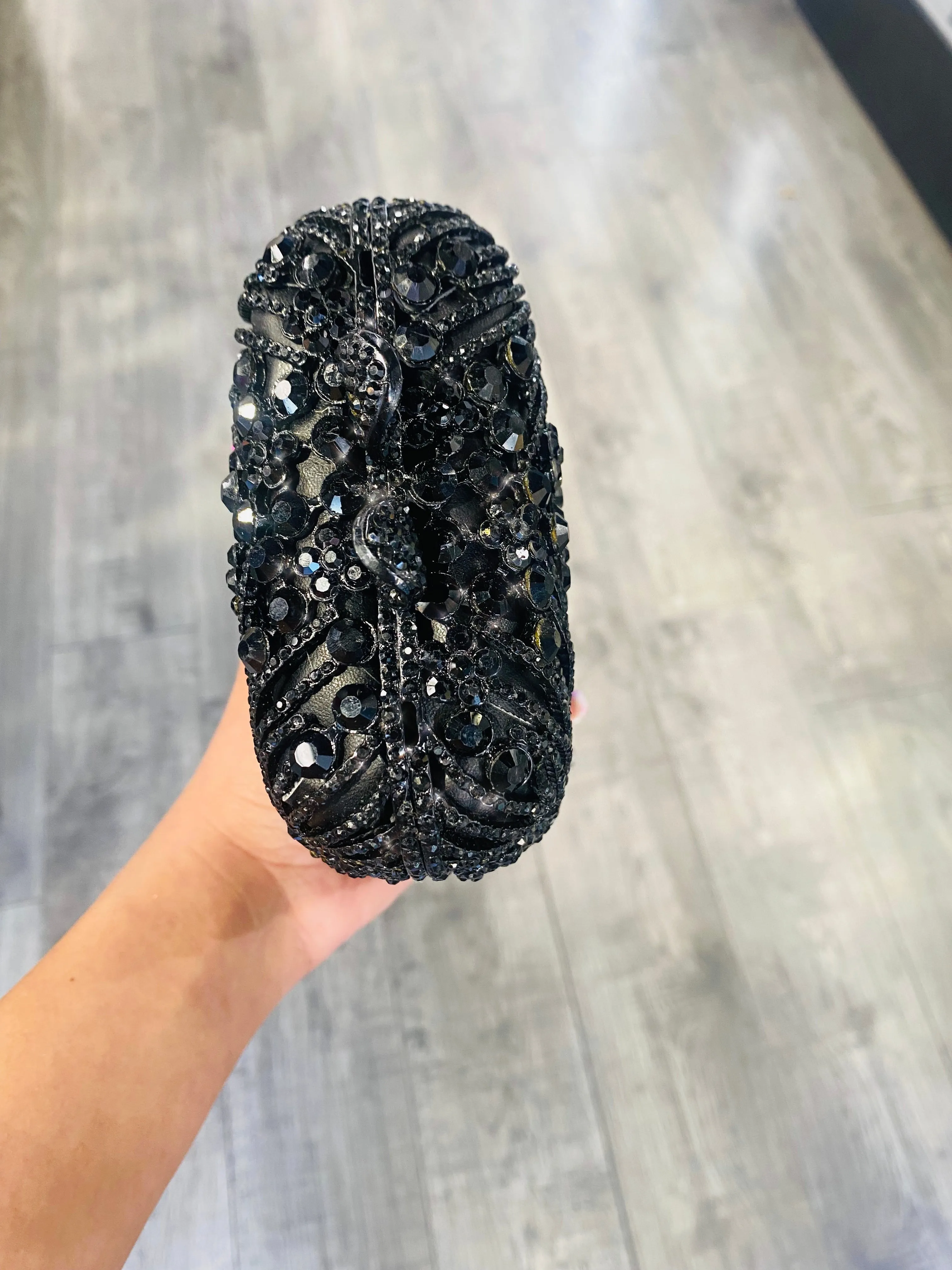 🖤Black Rhinestone & Satin Evening Clutch🖤