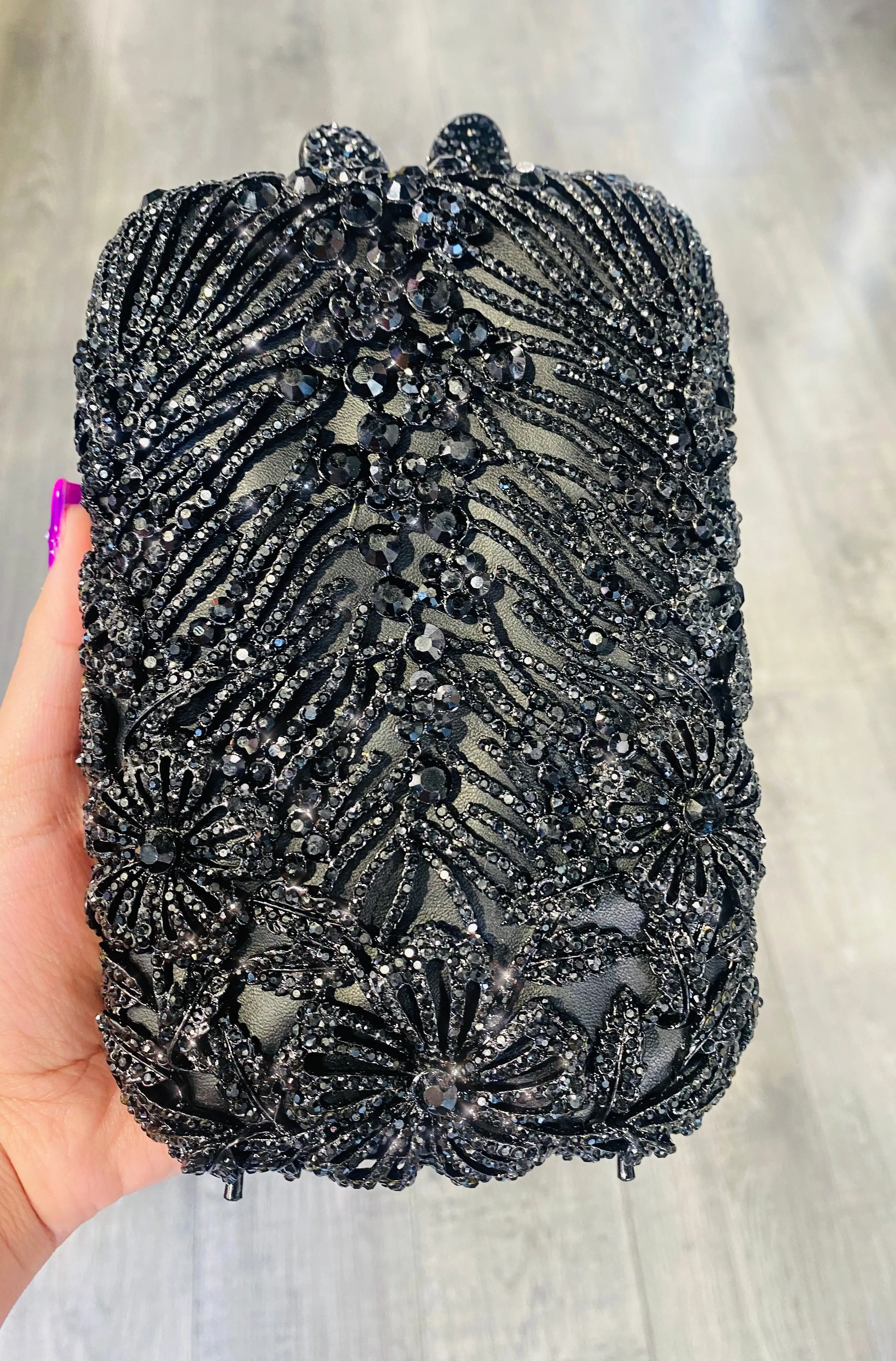 🖤Black Rhinestone & Satin Evening Clutch🖤