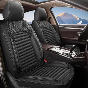 Black Seat Covers Full Set Fit for Hyundai Santa Cruz 2022-2025 Breathable and Waterproof Car Seat Covers 5 Seat Leather Seat Covers