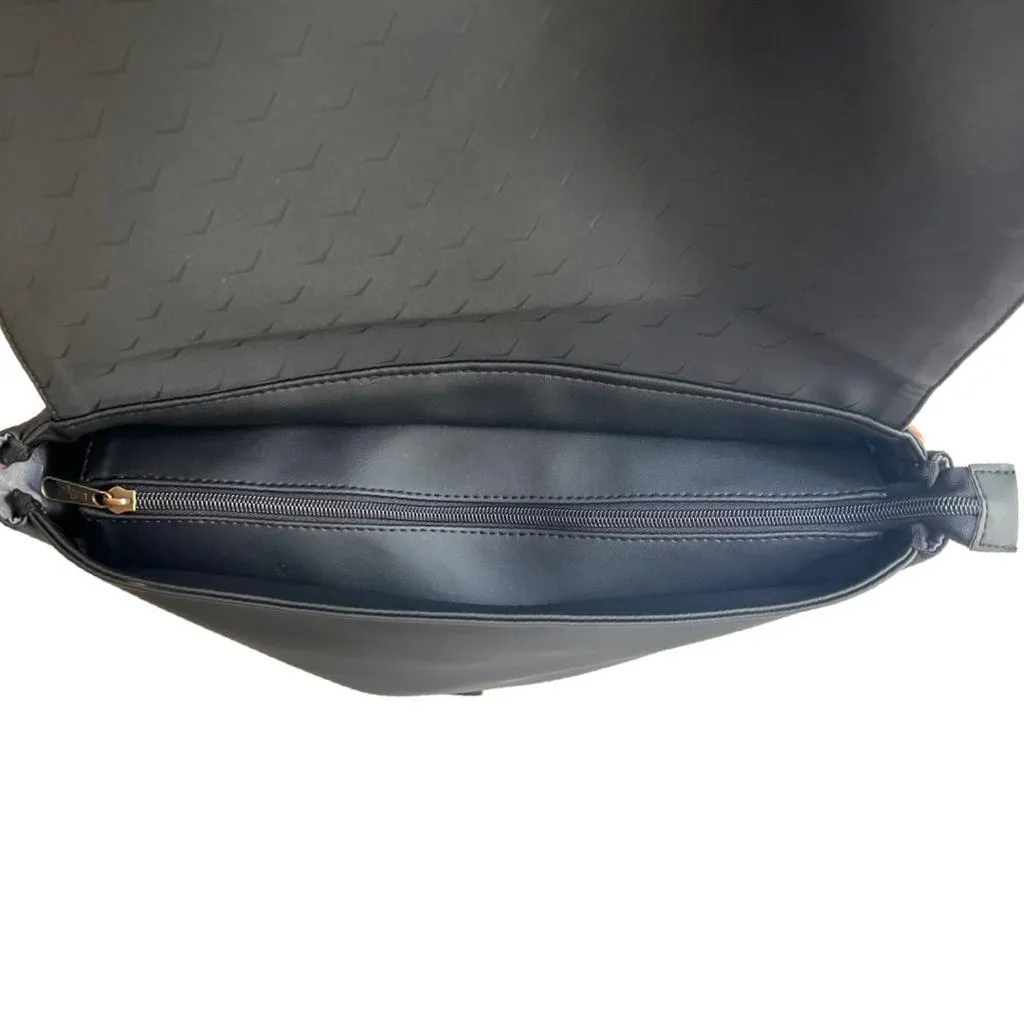 Black Vegan Leather Large Students Backpack