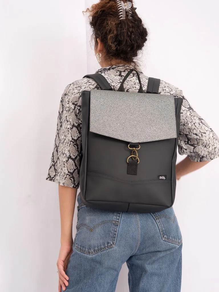 Black with Glitters Medium Students Backpack